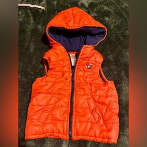 3T: Puffer Vest with Hood - Orange & Navy